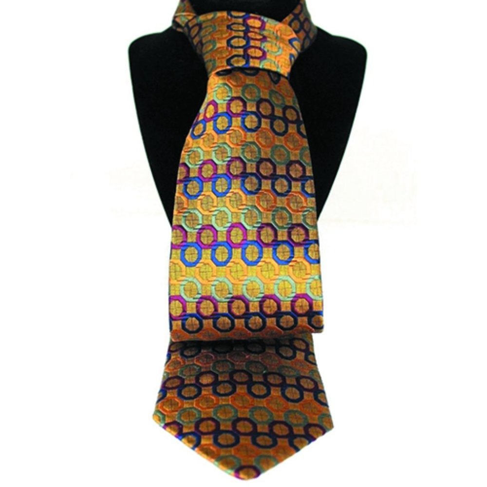 Stafford Tie Mens New Brown Multi Geometric #T0135